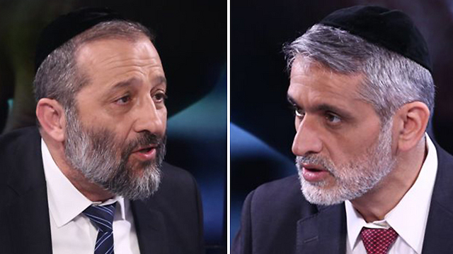 Shas leader Ayreh Deri and Eli Yishai  (Photo: Ofir Amram)