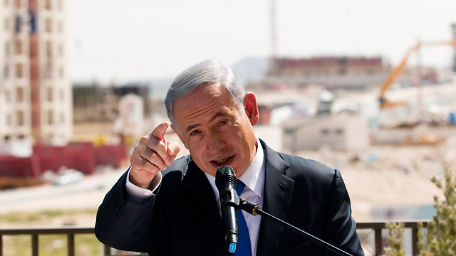 Netanyahu at Har Homa declaring his rejection of a Palestinian state (Photo: Reuters)
