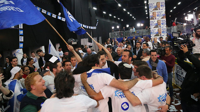Celebrations at the Likud headquarters (Photo: Motti Kimchi)