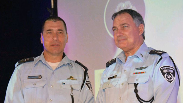 Former police commissioner Danino, right, with Maj.-Gen. Zohar Dvir (Photo: Police Spokesman)