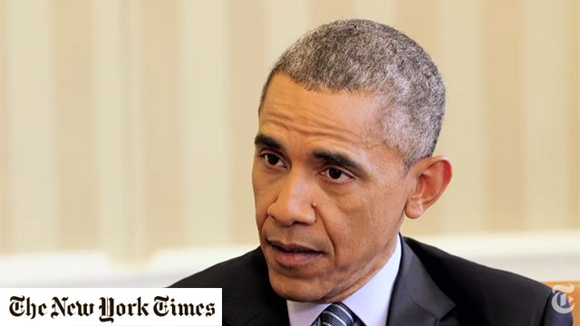 Barack Obama talks to the Times