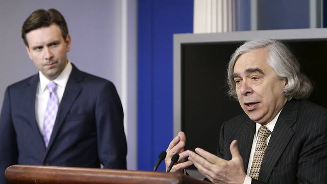 US Secretary of Energy Ernest Moniz discusses the recent preliminary nuclear deal during the White House daily briefing on Monday (Photo: Reuters)