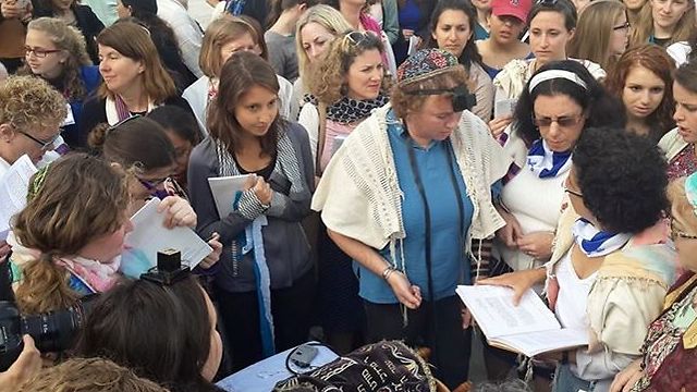 Women of the Wall reading from a full-sized Torah scroll last month. (Photo: Facebook)