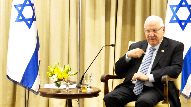 Reuven Rivlin in conversation with the media at his official residence in Jerusalem (Photo: President's Office)