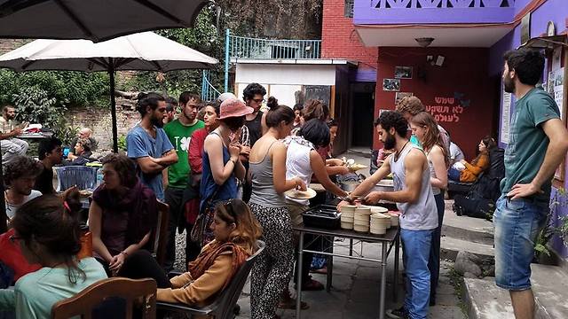 Israelis wait in Kathmandu  (Photo: Chabad)