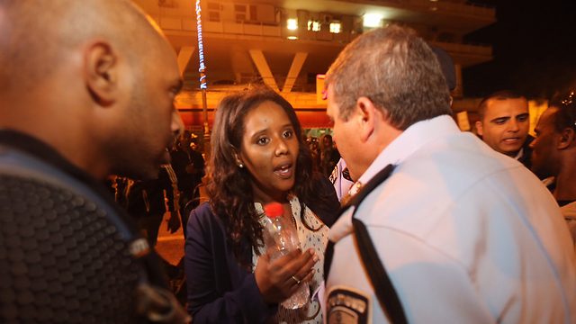 Pnina Tamano-Shata at protest (Photo: Gil Yohanan)