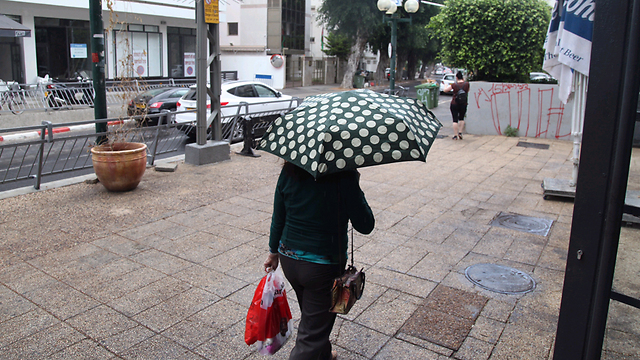 המטריות נפתחו בתל אביב (צילום: מוטי קמחי) (צילום: מוטי קמחי)