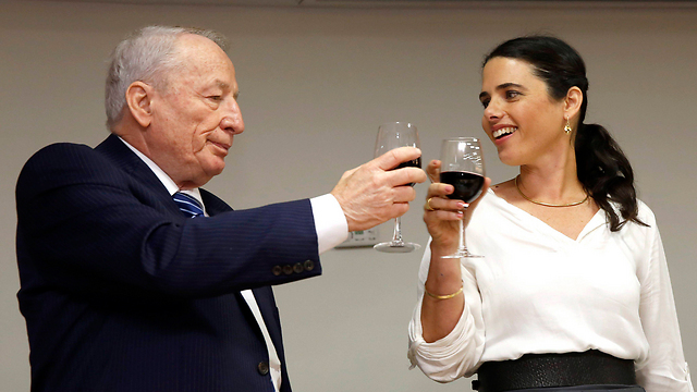 Attorney General Yehuda Weinstein with Justice Minister Ayelet Shaked (Photo: EPA)