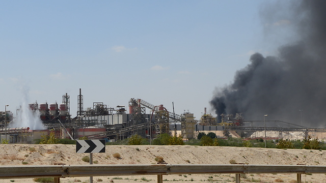 השריפה במפעל רותם אמפרט (צילום: הרצל יוסף) (צילום: הרצל יוסף)