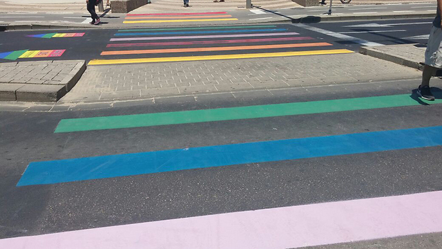 A pride-colored crosswalk (Photo: Barel Efraim)