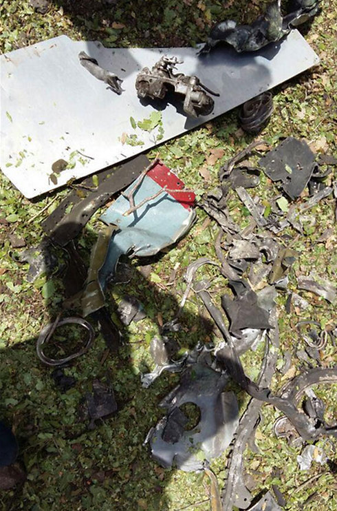 Remains of crashed aircraft in Lebanon's Bekaa Valley