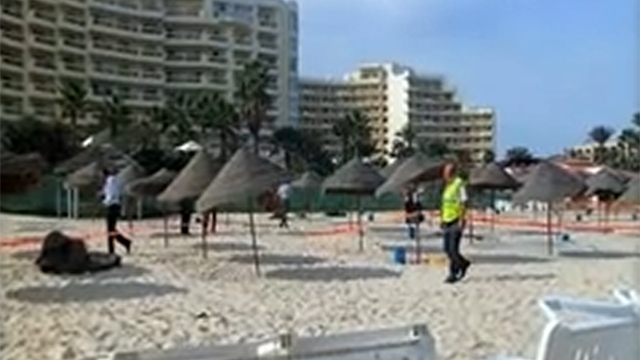 The same beach being roped off after Friday's attack.