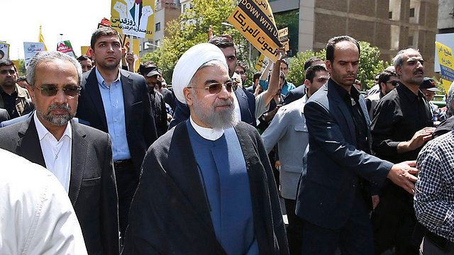 נשיא איראן חסן רוחאני. צפוי לנאום הערב (צילום: AP)