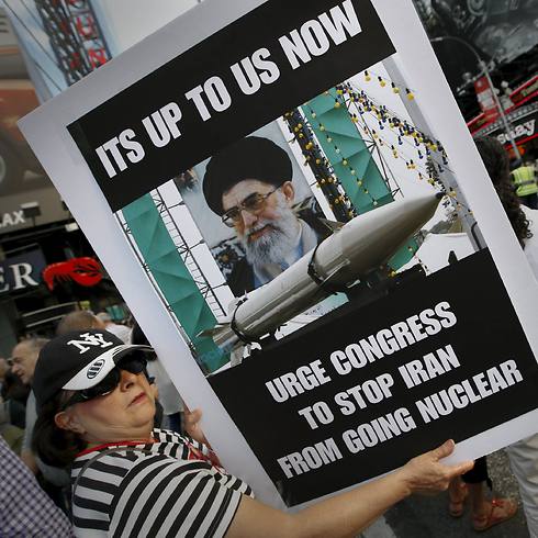 Protest against nuclear deal at Times Square (Photo: Reuters)
