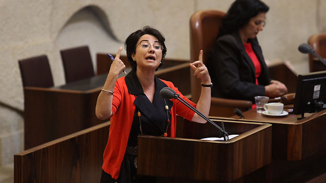 MK Haneen Zoabi speaking at the Knesset (Photo: Gil Yohanan) (Photo: Gil Yohanan)