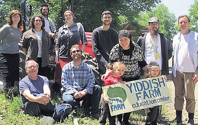 Naftali Ejdelman and fellow farmers. 'Yiddish is not going anywhere'  