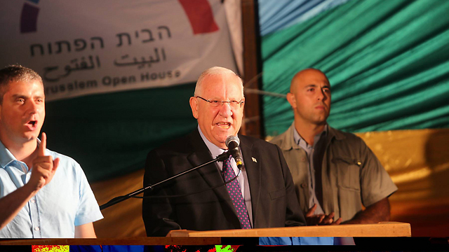הנשיא ריבלין בעצרת בירושלים (צילום: אלכס קולומויסקי, "ידיעות אחרונות")