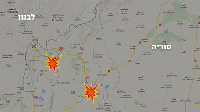 המקומות בהם נפלו הרקטות ששוגרו אתמול מסוריה ()