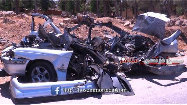 Destroyed rocket launchers' vehicle in Syria