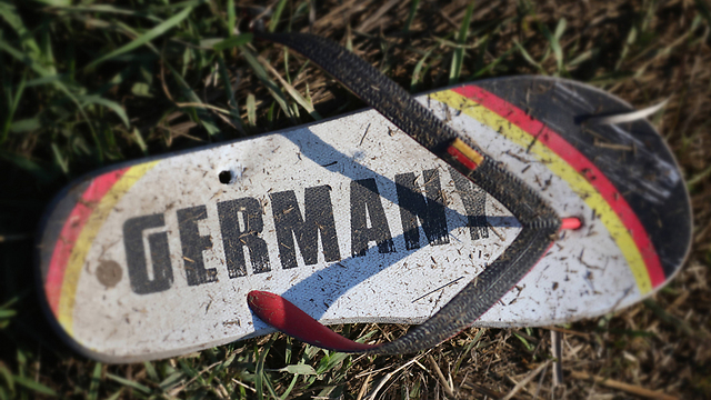 A flip-flop that represents the dream - reaching Germany, but was left in Hungary. (Photo: Getty Images)