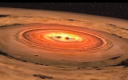 הדמיה של דיסקת אבק המקיפה ננס אדום (איור: NASA/JPL-Caltech/T. Pyle) (איור: NASA/JPL-Caltech/T. Pyle)