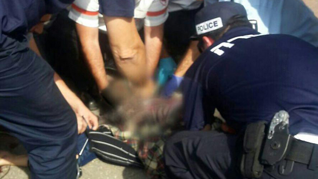 Perpetrator receives medical care after being neutralized by police (Photo: Magen David Adom spokesperson) (Photo: MDA Spokesperson's Unit)