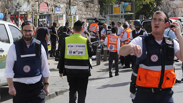 The scene of a stabbing and vehicular attack in Jerusalem (Photo: Gil Yohanan)