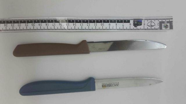 הסכינים שהחזיק ממן (צילום: חטיבת דובר המשטרה) (צילום: חטיבת דובר המשטרה)