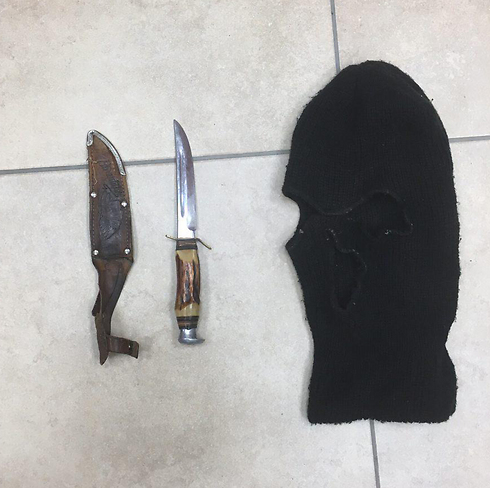 A knife and a ski mask found in the home of a youth suspected of attacking Rabbi Arik Ascherman. (Photo: Police Spokesperson's Unit)