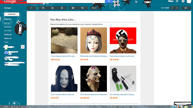 The suggestions Omer received, including the mask of Hitler.