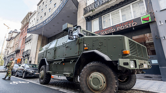 An armored army vehicle in Brussels, Belgium. (Photo: MCT)