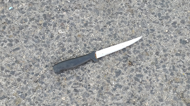 סכין שנשמטה מידו של המחבל (צילום: אלי מנדלבאום) (צילום: אלי מנדלבאום)