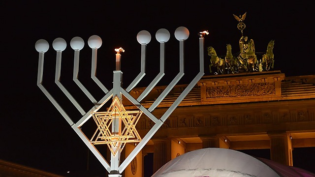 The Hanukkah menorah in Berlin. Only the hanukkiah at the White House matches it for size