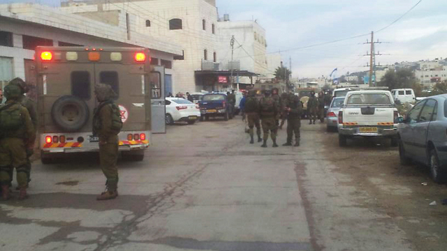 The scene of an attempted stabbing attack near Kiryat Arba in the West Bank. (Photo: Haim Bleicher/TPS)
