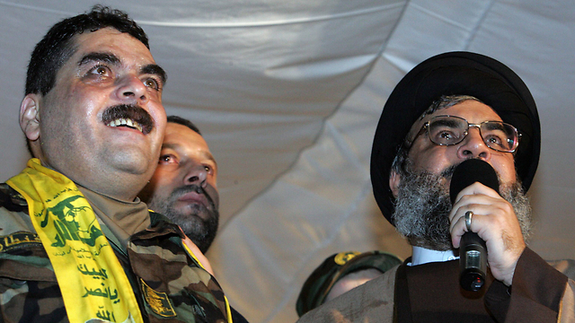 Samir Kuntar with Hezbollah leader Nasrallah in Lebanon in 2009 (Photo: AP)
