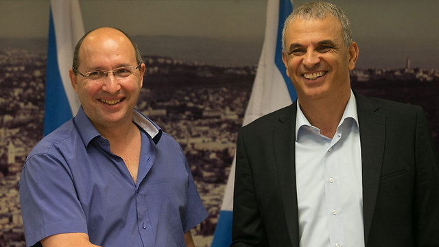 Finance Minister Moshe Kahlon and Histadrut Chairman Avi Nissenkorn (Photo: Ohad Zwigenberg)