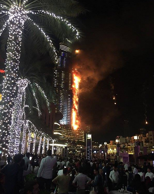 Massive fire at Dubai hotel.