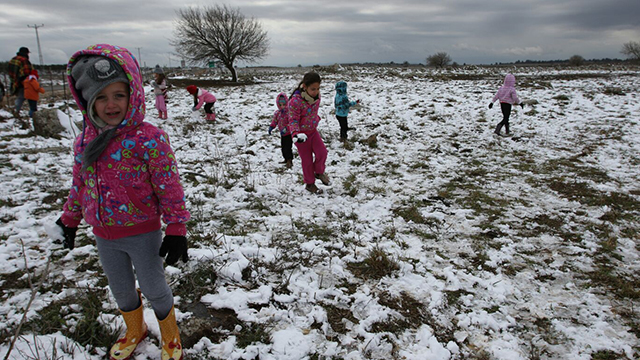 הילדים נהנו מהשלג בשבת (צילום: אבי מועלם) (צילום: אבי מועלם)