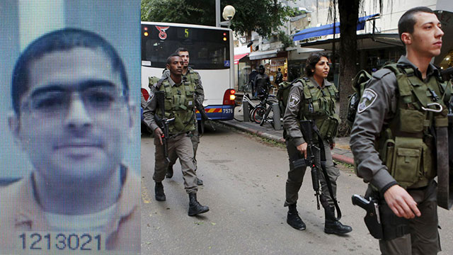 Nashat Melhem, left, and Border Police searching Tel Aviv (Photo: Reuters)