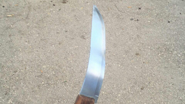 The knife alleged to have been used in the stabbing attack in Jerusalem (Photo: Police Spokesperson's Unit)