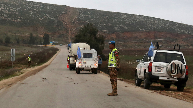 UNIFIL patrolon the Israeli border next to Har Dov (Photo: Avihu Shapira)