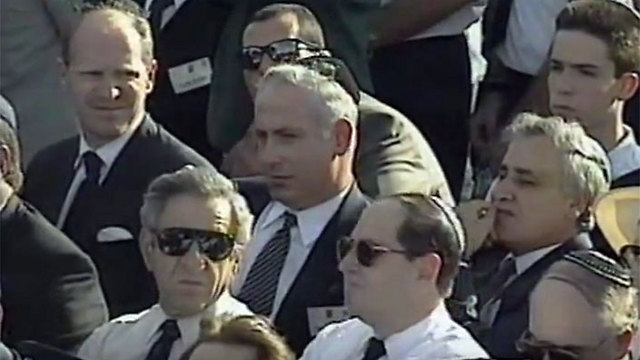 Netanyahu at Rabin's funeral. The incitement campaign he led until the murder was aimed at killing Rabin at the polling station, not at the square  