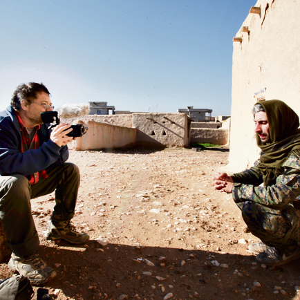 Tzur Shezaf talking to Yohan, the commander of the Syriac forces.