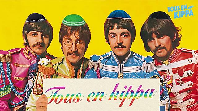 Kippas on the heads of the Beatles.