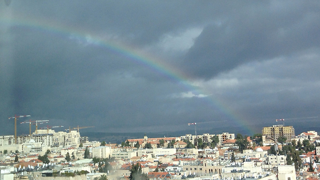 ועוד קשת מעל ירושלים (צילום: מיכאל אבן צור) (צילום: מיכאל אבן צור)