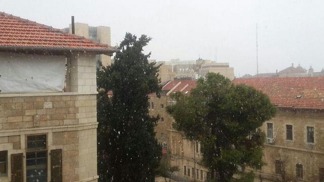 שלג בירושלים הבוקר  (צילום: TPS) (צילום: TPS)