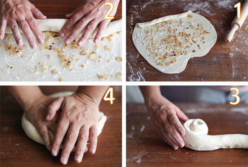 שלבי עיצוב לחם הטוטואי (צילום: קירה קלצקי)