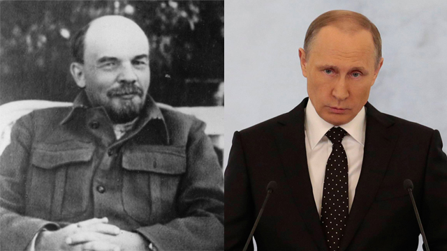 חרג ממנהגו ותקף את המנהיג הסובייטי. פוטין ולנין (צילום: AP, gettyiages) (צילום: AP, gettyiages)