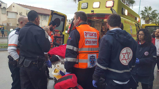 Scene of the attack in Ramla (Photo: United Hatzalah)