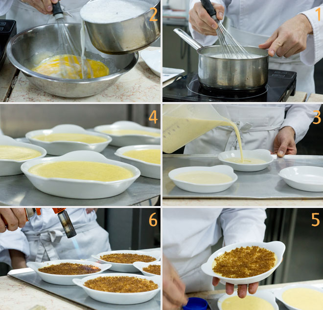 מבשלים, אופים ומקרמלים. שלבי ההכנה של קרם ברולה (צילום: אולגה טוכשר)